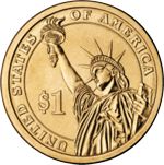 Reverse side of a Presidential Dollar coin